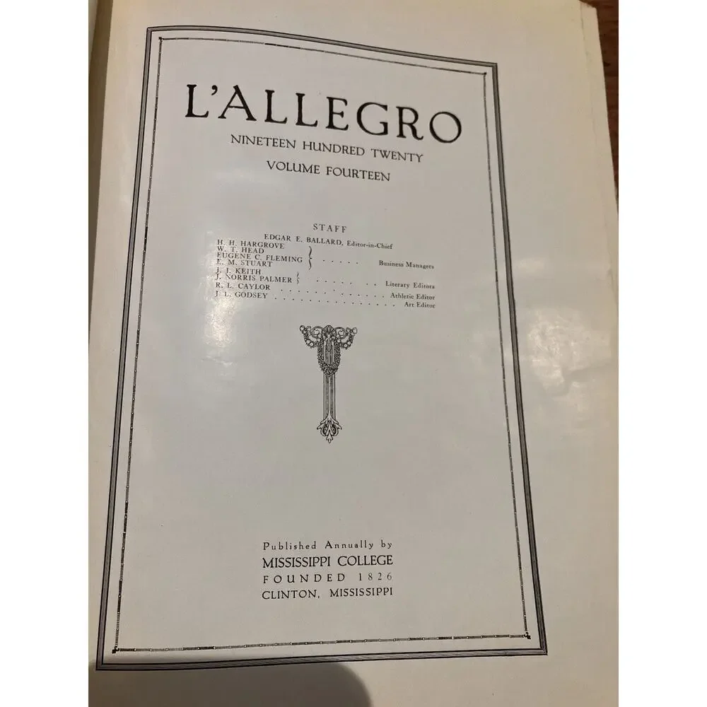 Mississippi College Yearbook‎ Annual 1920 Antique L’Allegro